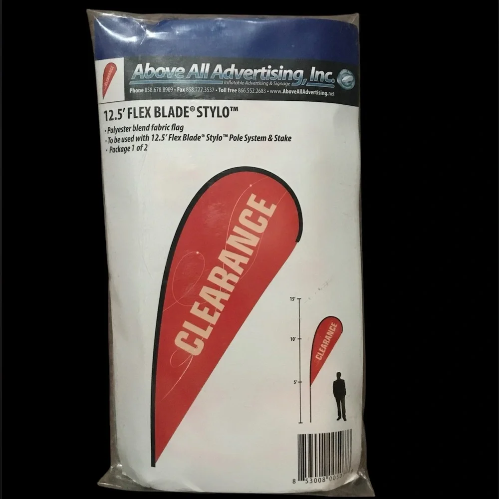 12.5” Flex Banner Stylo Clearance Flag NEW